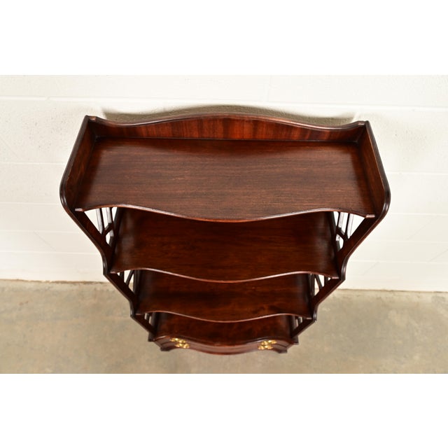 Baker Furniture Style Chinese Chippendale Carved Mahogany Étagère or Bookcase For Sale - Image 13 of 17