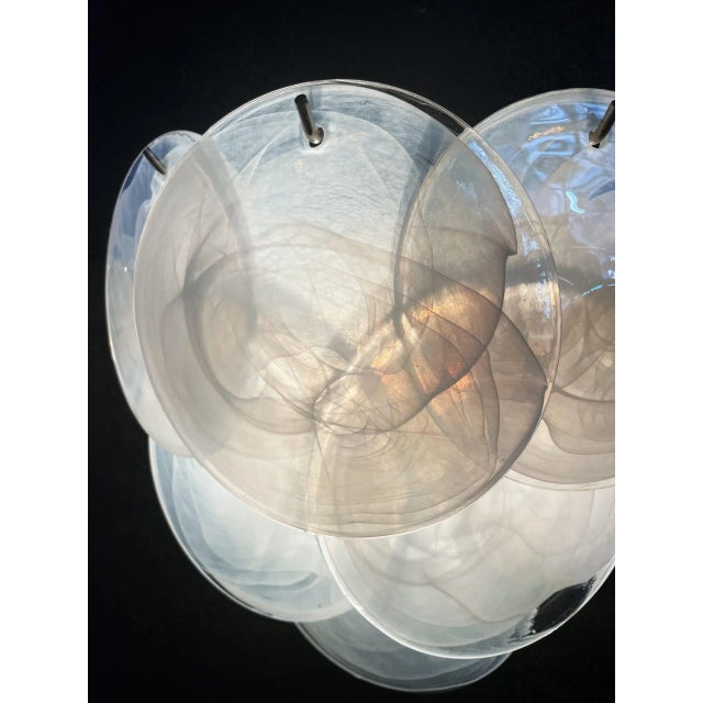 Gino Vistosi Pair of Glass Wall Sconces 10 Alabaster White Disks For Sale - Image 4 of 11