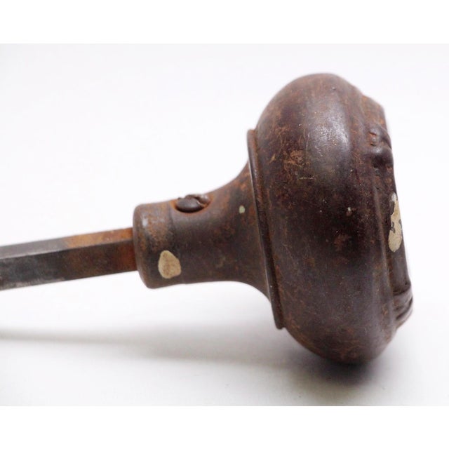 French Antique 1920s Louis XIV Cast Iron Passage Door Knob For Sale - Image 3 of 4