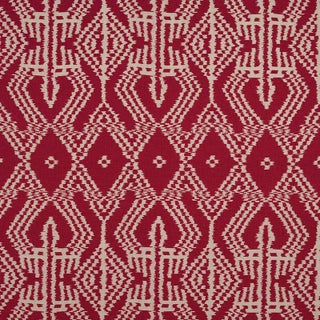 Sample - Schumacher Asaka Ikat Fabric in Red For Sale