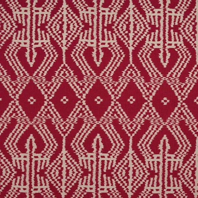 Sample - Schumacher Asaka Ikat Fabric in Red For Sale