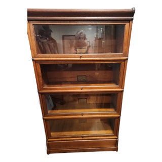 Antique Globe Wernicke Lawyer Barrister Oak Modular Bookcase - 4 Shelves For Sale
