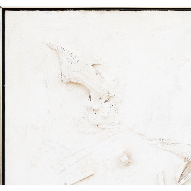 Juan Sanchez-Juarez Modern Abstract Monochromatic White Assemblage Construction Sculpture on Canvas, Late 20th Century For Sale In Houston - Image 6 of 12