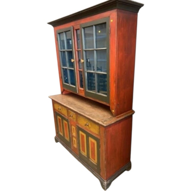 Red Painted Step-Back Cupboard, Circa 1870 For Sale - Image 8 of 8