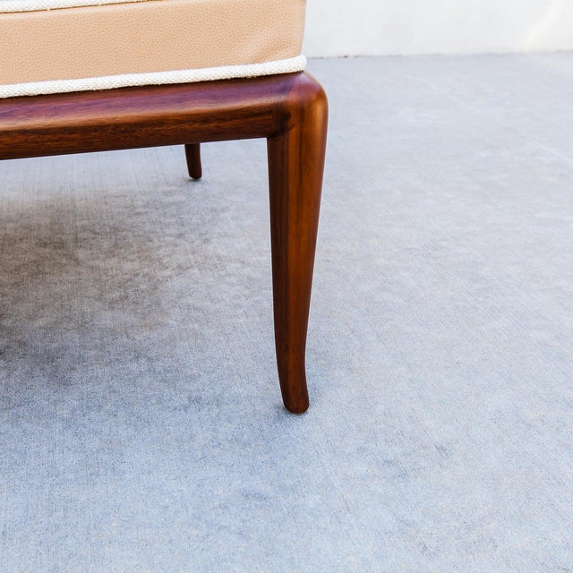 Restored 1950s Attributed to t.h. Robsjohn-Gibbings for Widdicomb Walnut Slipper Chair For Sale In Los Angeles - Image 6 of 15
