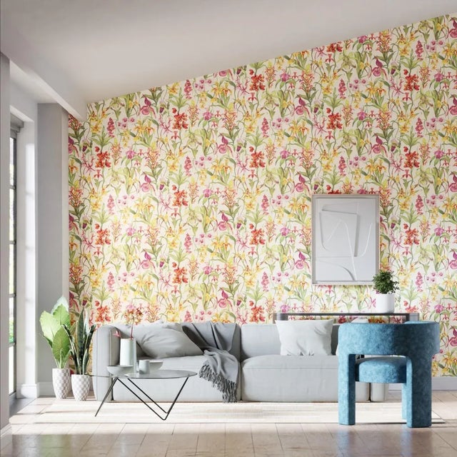 Harlequin‚Äôs take on a botanical drawing our bouquet of finely illustrated wild orchids create this tranquil scene....