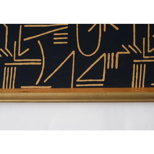 Black Large Vintage Modernist Abstract Graphic Line Pattern Textile Art Wall Hanging, Framed For Sale - Image 8 of 12