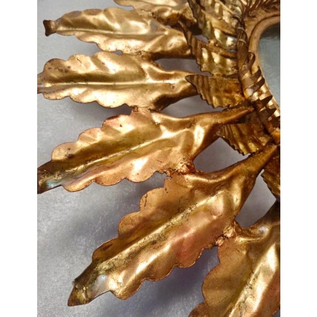 Large Spanish Sunburst Flush Mount in Gilt Metal with Support, 1950 For Sale - Image 9 of 10