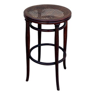 19th Century Victorian Vienna Bent Oak & Cane Bar Stool by Thonet For Sale