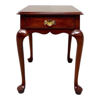 Henkel Harris 5415 24 Solid Wild Black Cherry Queen Anne Rectangular End Side Table For Sale