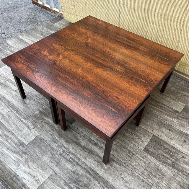 Arne Hovmand-Olsen Danish Mid Century Modern Nesting Coffee Table by Arne Hovmand Olsen. Circa 1970s For Sale - Image 4 of 17