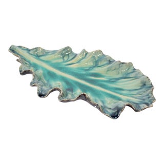 Majolica Platter in Aquamarine by Jardins en Fleur For Sale