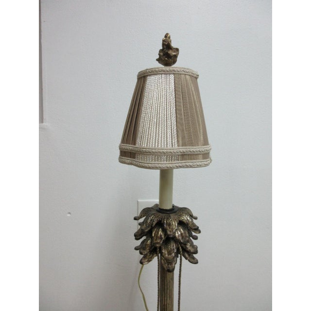 1990s Richards Faux Bronze Italian Regency Corinthian Column Table Lamp Shade A For Sale - Image 4 of 10