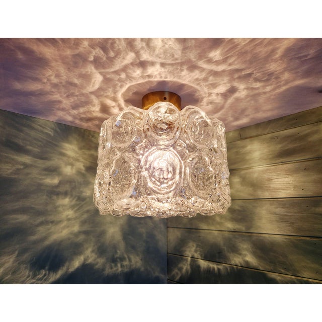 Ceiling Light in Brass and Textured Clear Glass by Helena Tynell for Glashütte Limburg, 1970 For Sale - Image 10 of 16