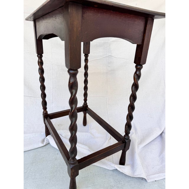 Brown Antique Barley Twist Side Table For Sale - Image 8 of 8