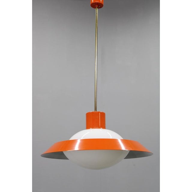 Mid-Century Czechoslovak Orange Opaline Glass Pendant Lamp, 1970s For Sale - Image 3 of 17