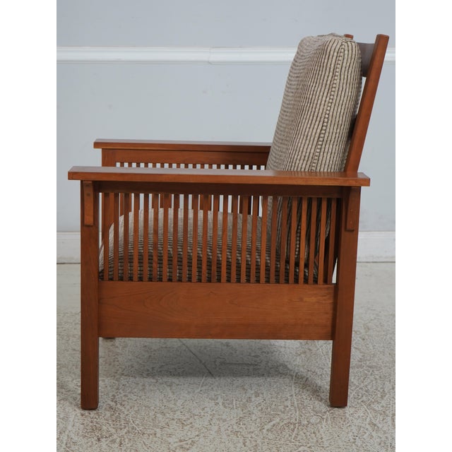 Arts & Crafts Stickley Cherry Spindle Morris Style Lounge Chair For Sale - Image 3 of 12