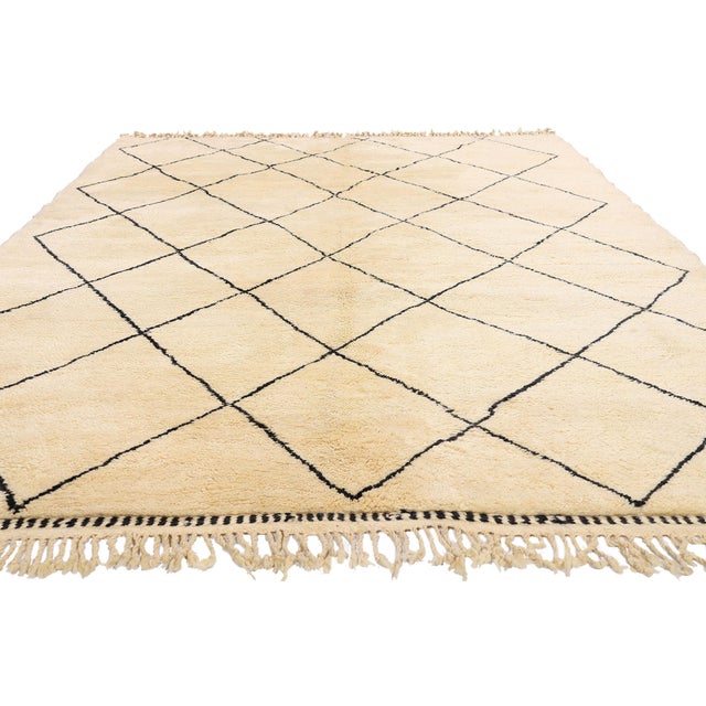 Berber Tribes of Morocco Organic Modern Beni Ourain Moroccan Rug, 06'09 X 10'03 For Sale - Image 4 of 11