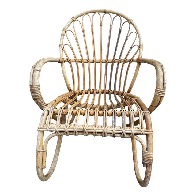 Rattan Lounge Chair, Pays-Bas, France, 1950s For Sale