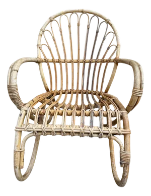 Rattan Lounge Chair, Pays-Bas, France, 1950s