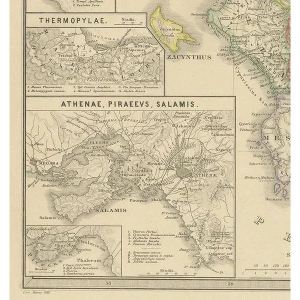 Antique Map of Greece and Epirus, 1880 For Sale - Image 3 of 6