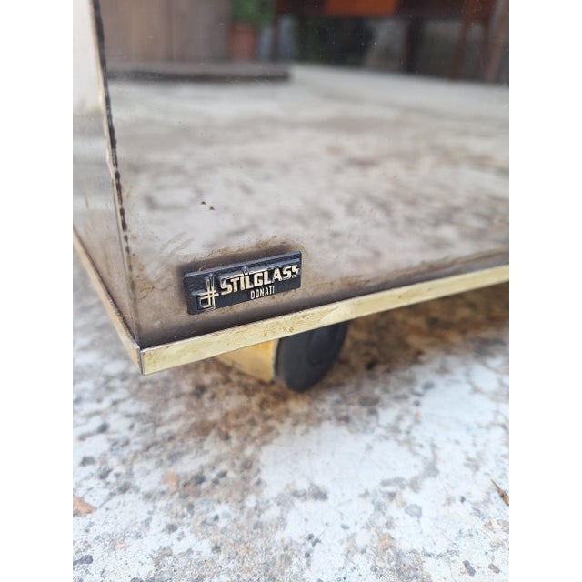 1970s Bar Cabinet in Wood, Brass and Mirrored Glass from Stilglass Donati, Italy, 1970s For Sale - Image 5 of 18