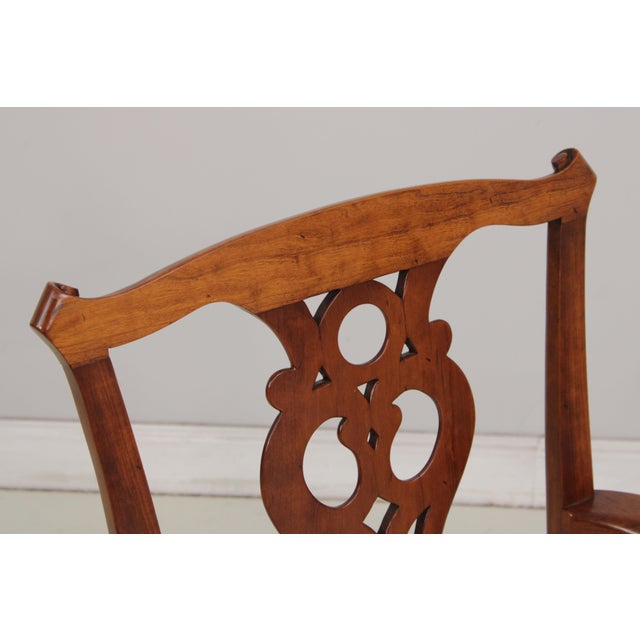 Wood Stickley Set of 6 Cherry Chippendale Style Dining Chairs For Sale - Image 7 of 15