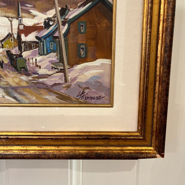 Late 20th Century Original Signed Impressionist Oil Painting of Canadian Village in Quebec by Louise Lecor Kirouac For Sale - Image 4 of 12