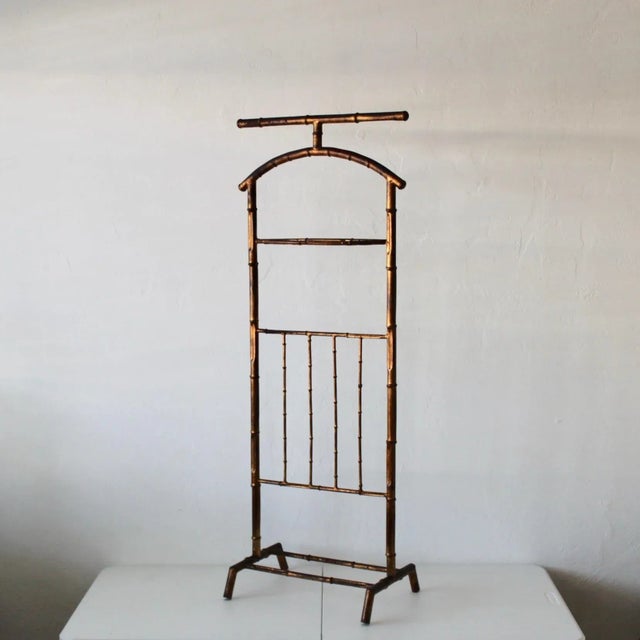 Faux Bamboo Italian Gilt Painted Valet Stand Mid Century For Sale - Image 11 of 13
