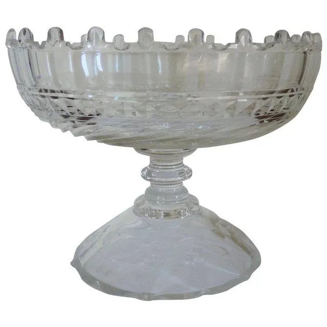 19th Century Anglo Irish Cut Glass Crystal Compote For Sale - Image 11 of 11