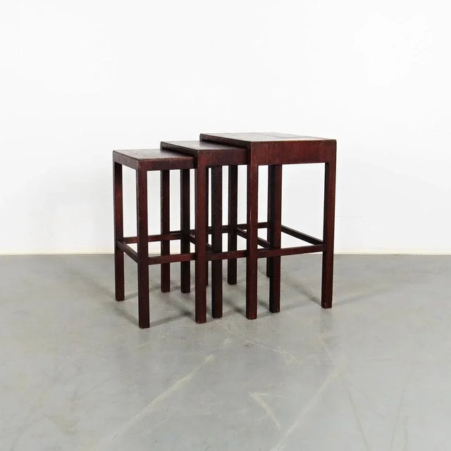 Vintage Nesting Tables in Oak, Set of 3 For Sale - Image 4 of 4