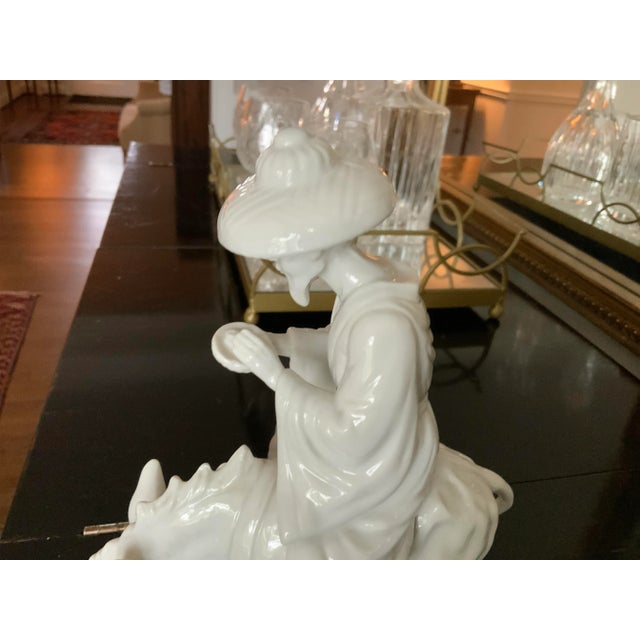 White White Porcelain Japanese Man Riding a Donkey Figurine For Sale - Image 8 of 12