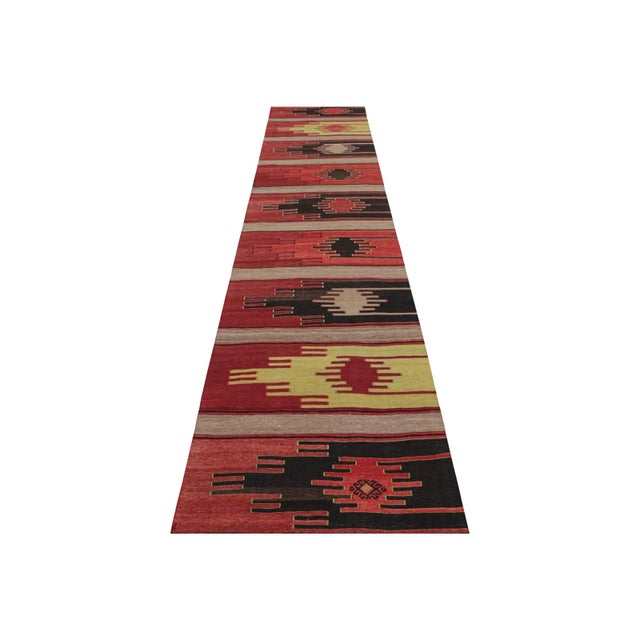 Flat Woven In High-Quality Wool Originating From Turkey Between 1930-1940, This Vintage Sivas Kilim Rug Blends A Tasteful,...