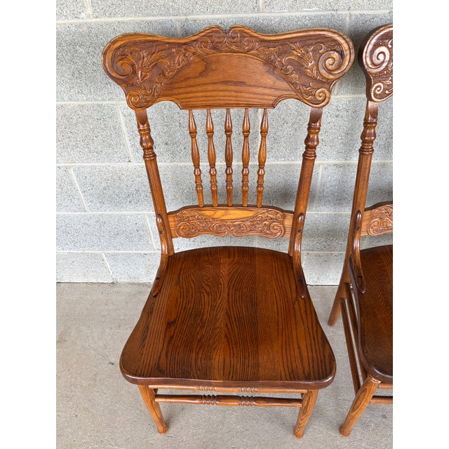 Tom Seely Oak Press Back Dining Chairs - Set of 4 For Sale - Image 4 of 13
