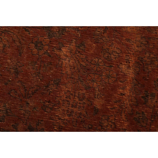 1980s Tabriz Rug 8’5” X 10’10” Orange Wool Vintage Overdyed Hand-Knotted Carpet For Sale - Image 5 of 15