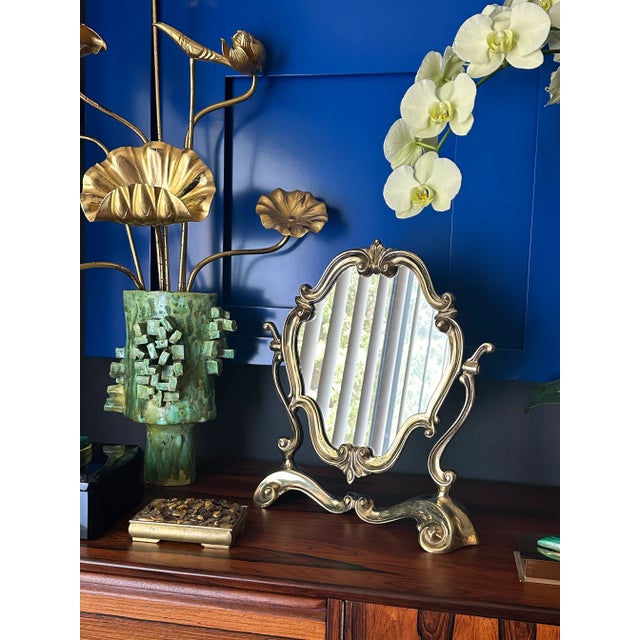 1970s Rococo Brass Vanity Mirror For Sale - Image 11 of 12