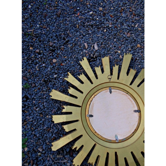 Mid-Century Golden Brass Witch Eye Sunburst Mirror, 1960s For Sale - Image 9 of 14