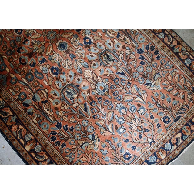 1920s 1920s, Handmade Antique Persian Sarouk Rug 3.4' X 5.4' For Sale - Image 5 of 7