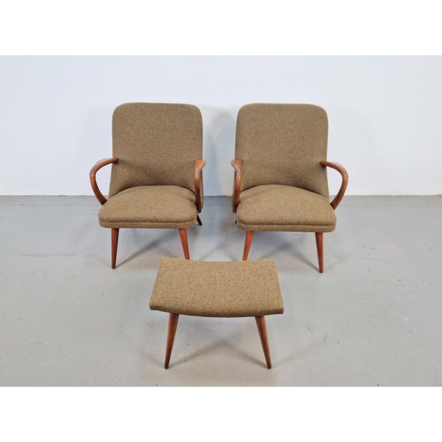 Mid-Century Armchairs and Ottoman in Teak, 1960s, Set of 3 For Sale - Image 14 of 15