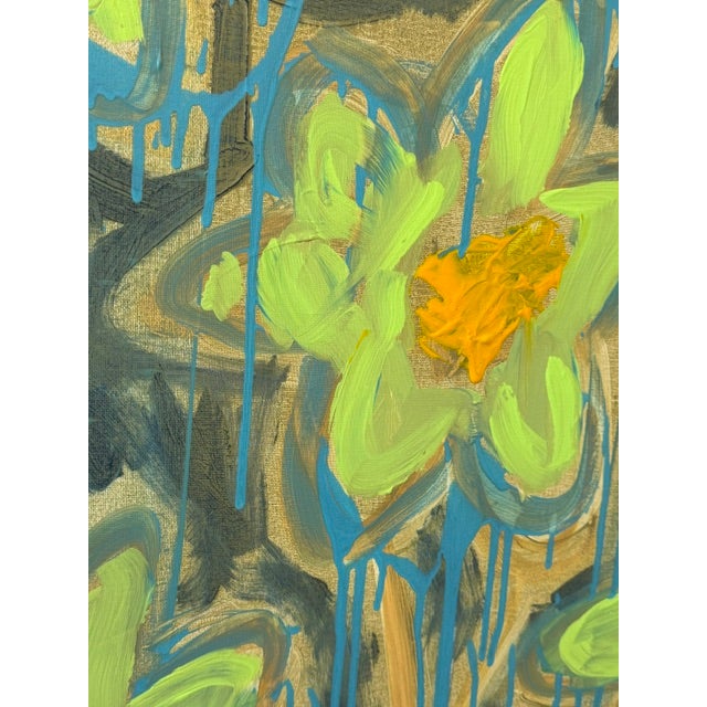 Abstract Green & Gold Floral Still Life – Modern Statement Artwork For Sale - Image 12 of 12