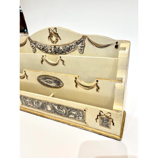 Hollywood Regency Vintage 1960s Hollywood Regency Style Stationary Letter Desk Top Holder Stand For Sale - Image 3 of 9