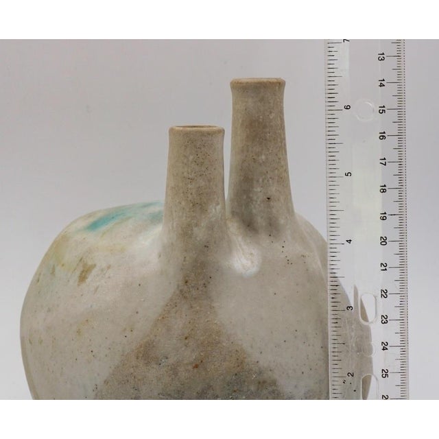 Mid 20th Century Joel Edwards Blue Drip Pottery Vessel Sculpture Vase For Sale - Image 5 of 7