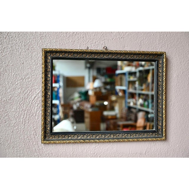 Wood 19th Century Napoleon III Wall Mirror in Blackened Wood and Gilded Stucco, 1890s For Sale - Image 7 of 7