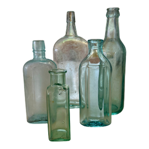 Antique Apothecary Bottles, Set of 5