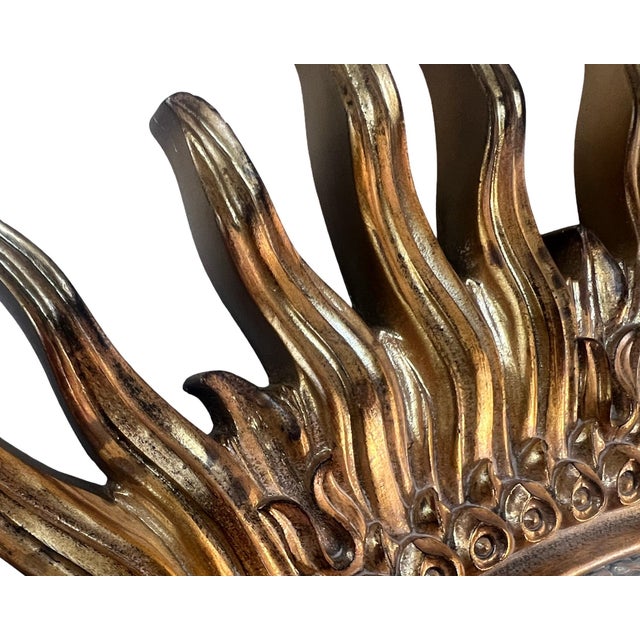 Vintage Mid Century Modern Large Sunburst Sun Labarge Wall Art Mirror Gold Gilt Hollywood Regency 1970s MCM For Sale In Palm Springs - Image 6 of 7