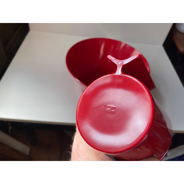 Red Vintage Red Melamine Bowl and Pitcher by Henning Koppel for T. Ørskov, 1970s, Set of 2 For Sale - Image 8 of 9