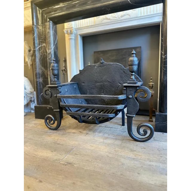 Large Late 18th Century English Wrought Iron Fire Grate, 1780s For Sale - Image 10 of 11