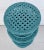 Teal 1970s Set of 3 Wicker Rattan Cane Woven Teal Blue Pedestal Stools For Sale - Image 8 of 10