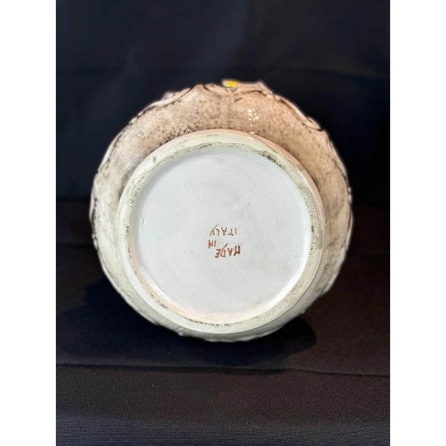 Vintage Italian Capodimonte Style Hand Painted Flower Vase - Large For Sale - Image 9 of 10