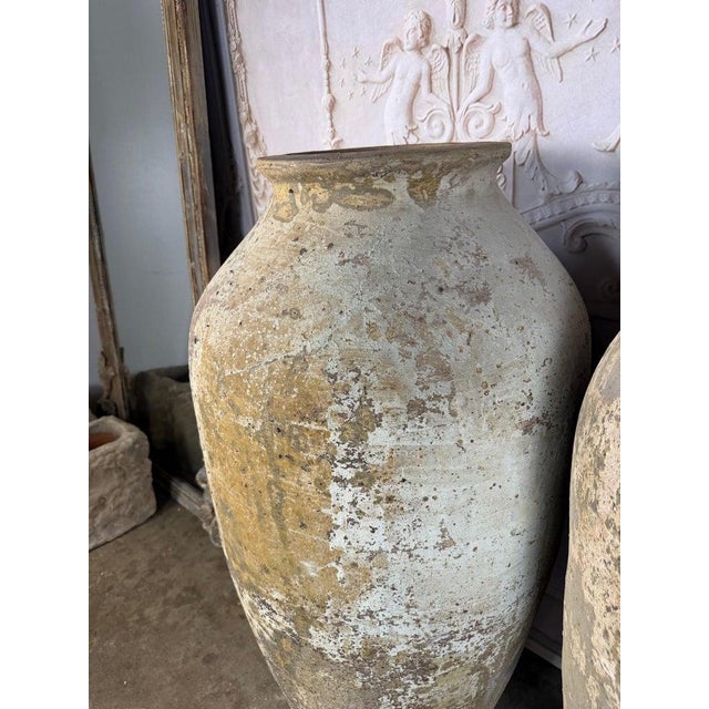Pair of Monumental Terracotta Olive Jars With Weathered Patina For Sale - Image 11 of 17